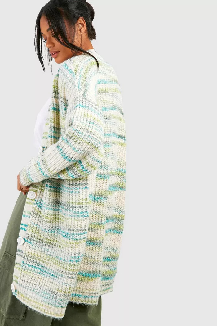 Marl Oversized Boyfriend Cardigan | boohoo (US & Canada)