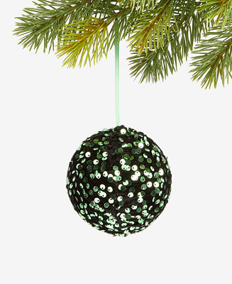 Holiday Lane Enchanted Forest Green Sequin Ball Ornament, Macy's Exclusive - Macy's | Macy's