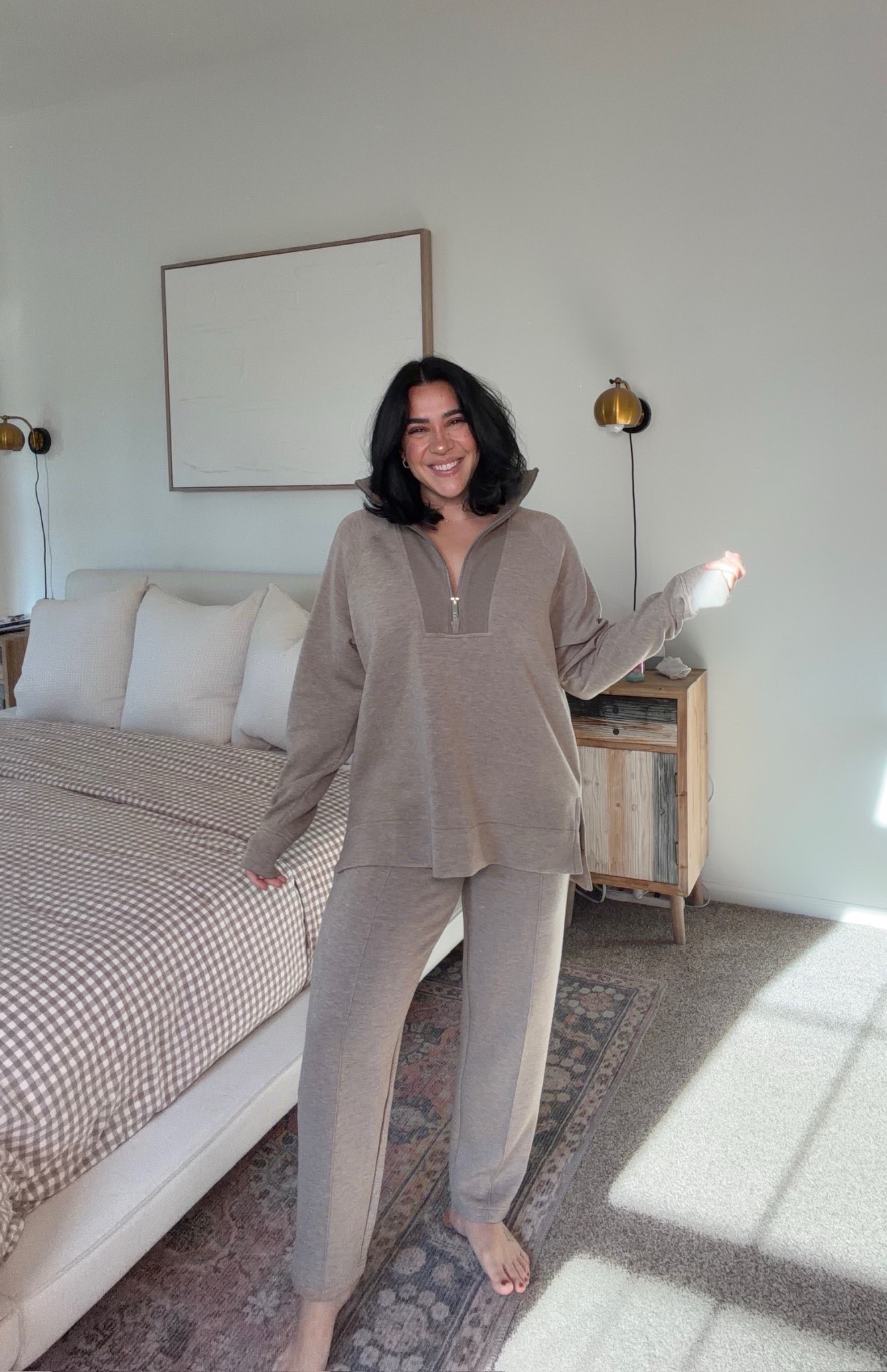 Spanx set on major sale! Cozy lounge set, quarter zip & straight leg pants. Perfect winter or early spring look.

L in both!

#LTKootd #LTKMidsize #LTKSaleAlert