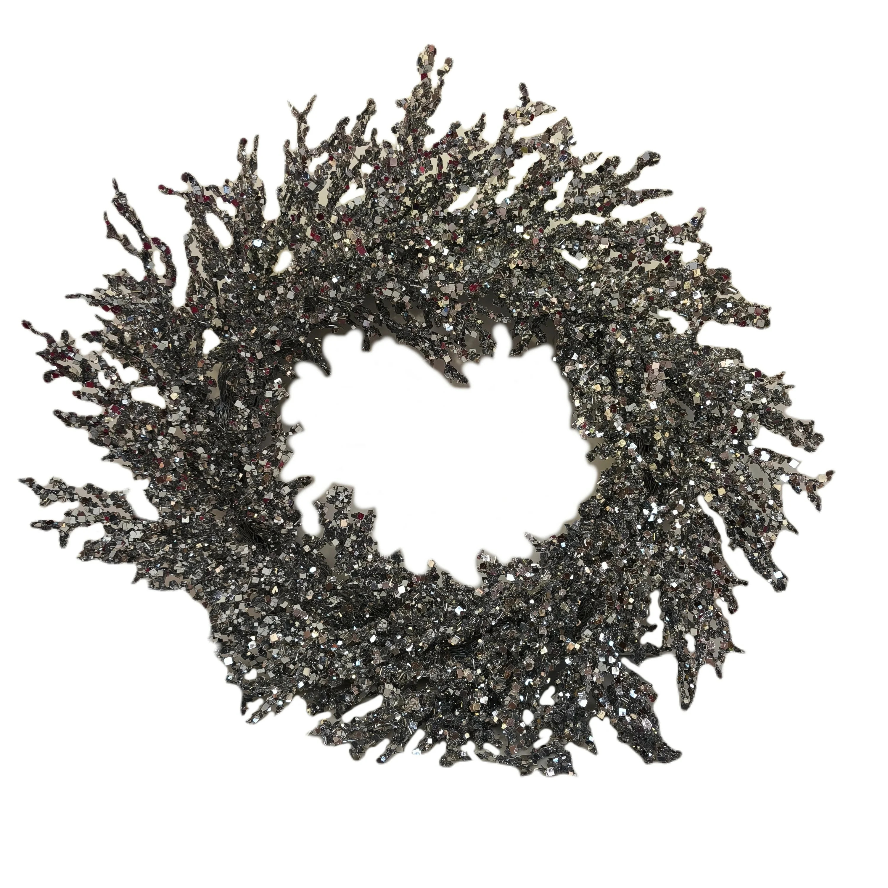 Square Sequin Christmas Wreath, Silver, 24", by Holiday Time | Walmart (US)