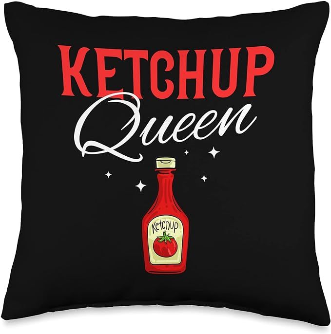 Ketchup Queen Bottle Chips Tomato Sauce Throw Pillow, 16x16, Multicolor | Amazon (US)