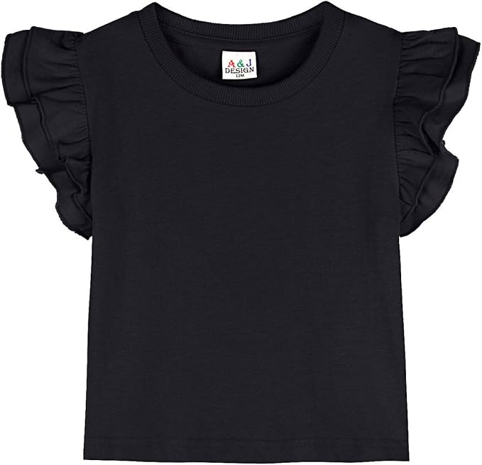 A&J DESIGN Baby & Toddler Girl Ruffle Heavyweight T-Shirts 12M-4T | Amazon (US)