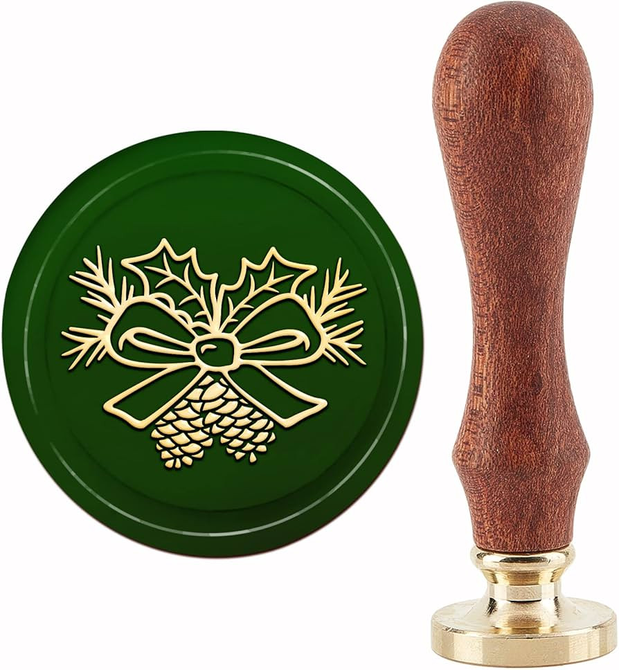 CRASPIRE Christmas Bow Wax Seal Stamp Pine Cones Mistletoe Sealing Stamp X'Mas EVE 30mm/1.18inch ... | Amazon (US)