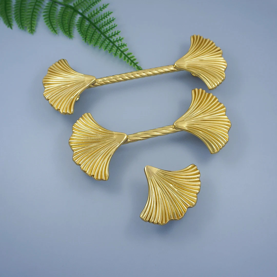 3.785unique Brass Ginkgo Gold Knobs Pulls Handles Wardrobe Handle Leaf Cupboard Knob Drawer Pull ... | Etsy (US)