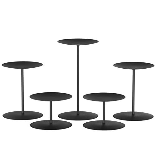 smtyle Christmas Black Candle Holders for Wax Centerpiece Set of 5 Plate for Tables or Floor with... | Amazon (US)