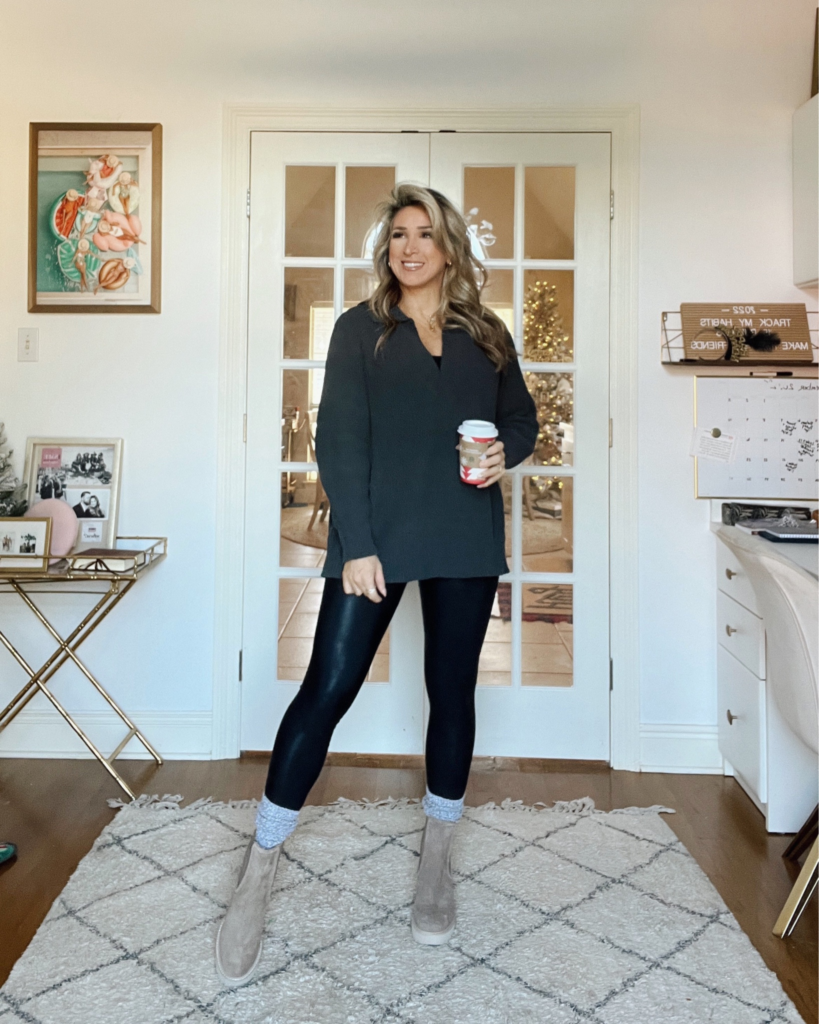 Leggings, spanx, leather leggings, casual sweater, boots, casual boots

#LTKunder100 #LTKstyletip #LTKshoecrush