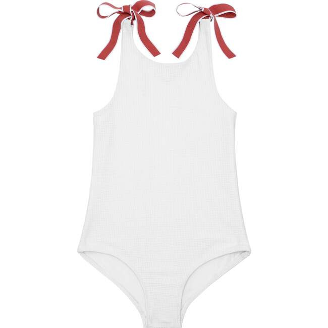 Girls Capeside White Tie Knot One Piece | Maisonette