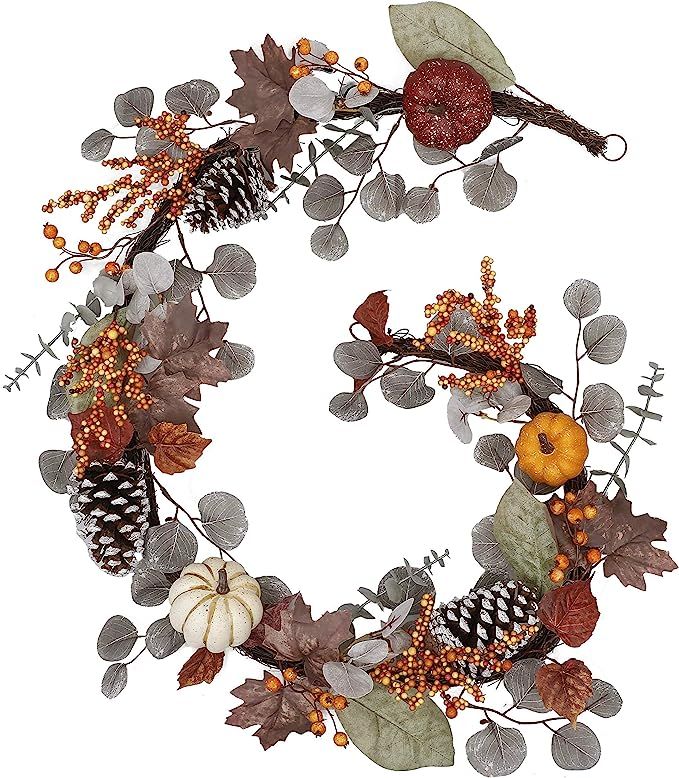 Valery Madelyn 6 Feet Fall Garland for Mantle, Hanging Vine Garlands with Pumpkins Maple Leaves P... | Amazon (US)