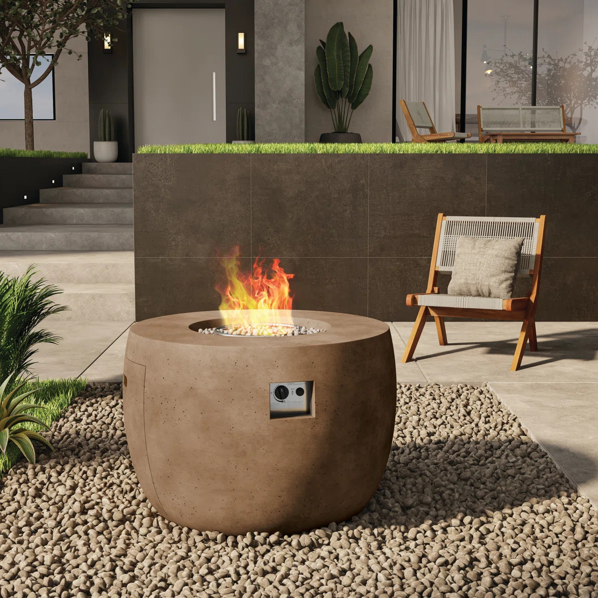 Etta Avenue™ Serafina Stone Propane Gas Fire Pit Table & Reviews | Wayfair | Wayfair North America