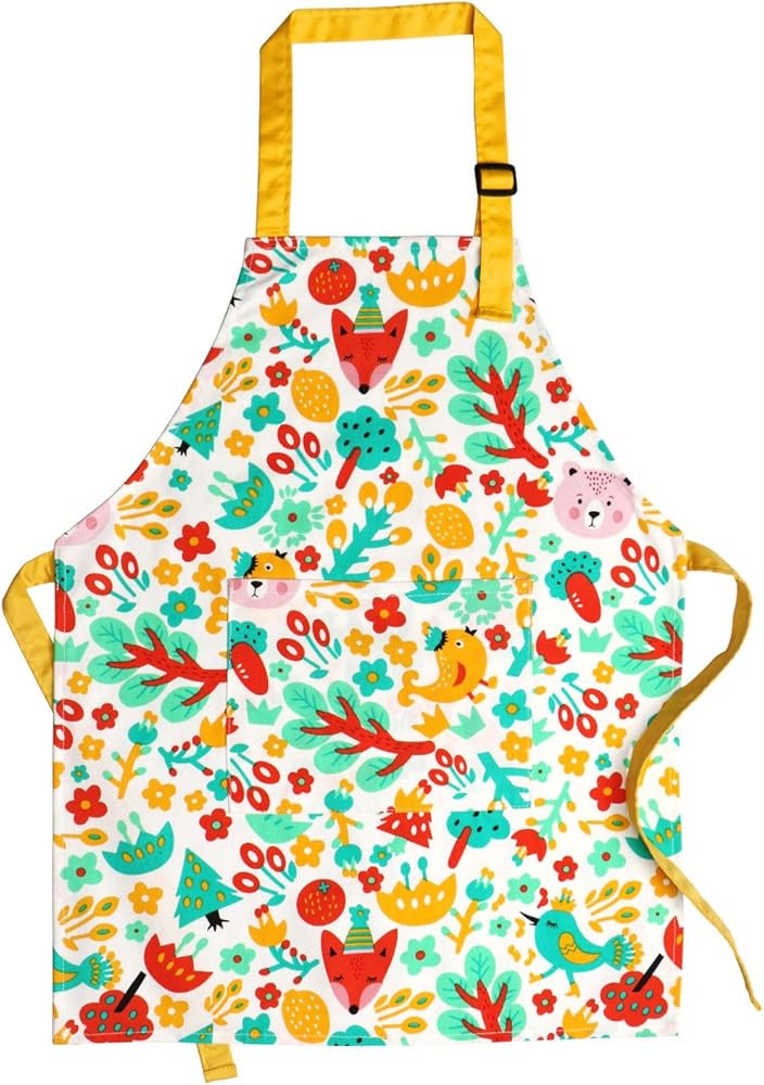 Kids Aprons, Cotton Children Aprons with Adjustable Neck Strap Child Chef Aprons | Amazon (US)