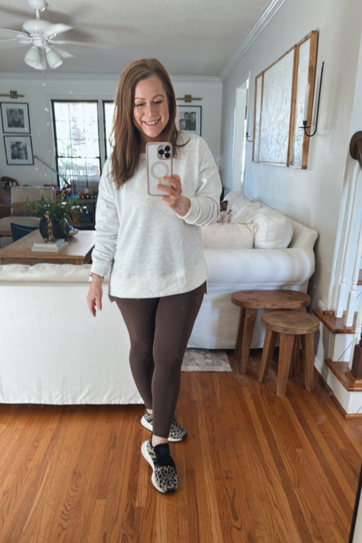 Todays OOTD:
Cozy and comfy!
Split hem sweatshirt (I am in a small)
Leggings (I am in medium)
Sneakers  (TTS)
Hoop earrings 

#LTKMidsize #LTKSeasonal #LTKShoeCrush