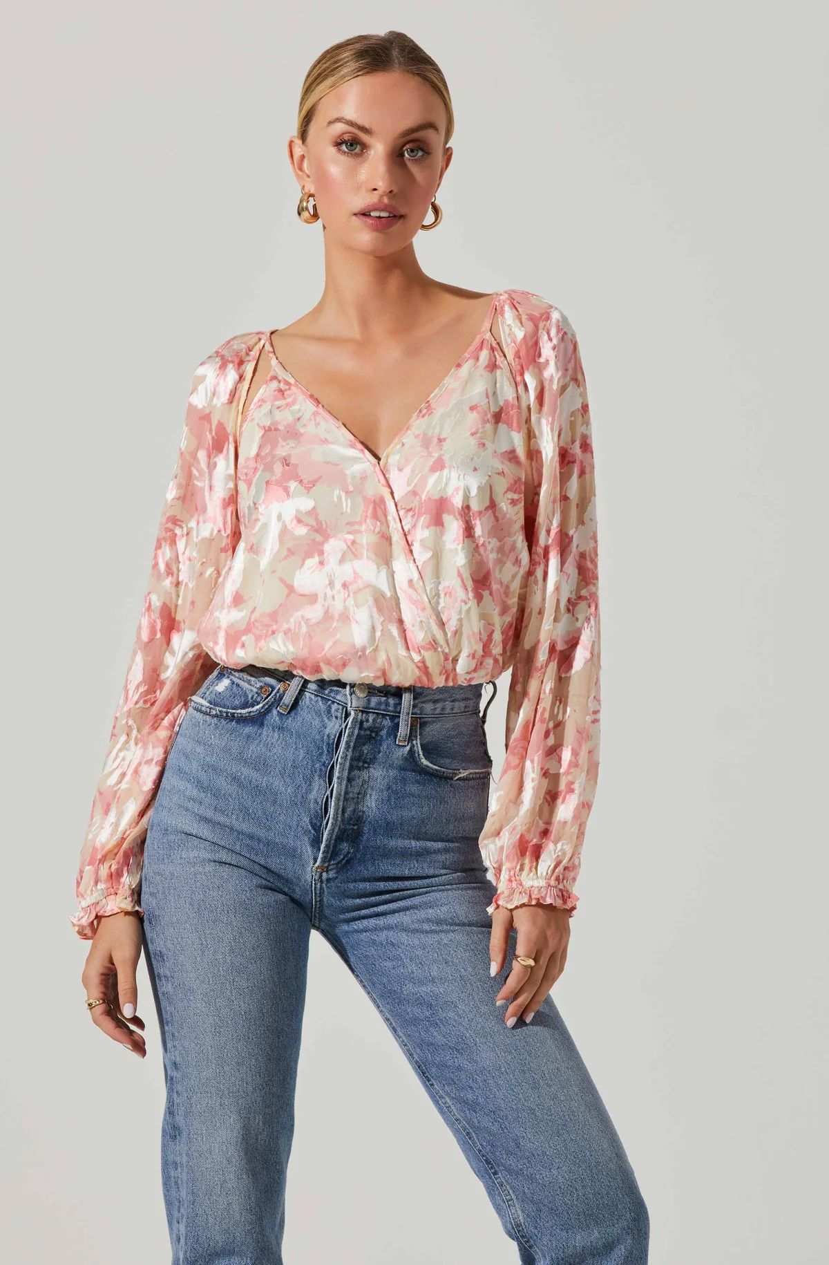 Kamari Floral Burnout Long Sleeve Top | ASTR The Label (US)