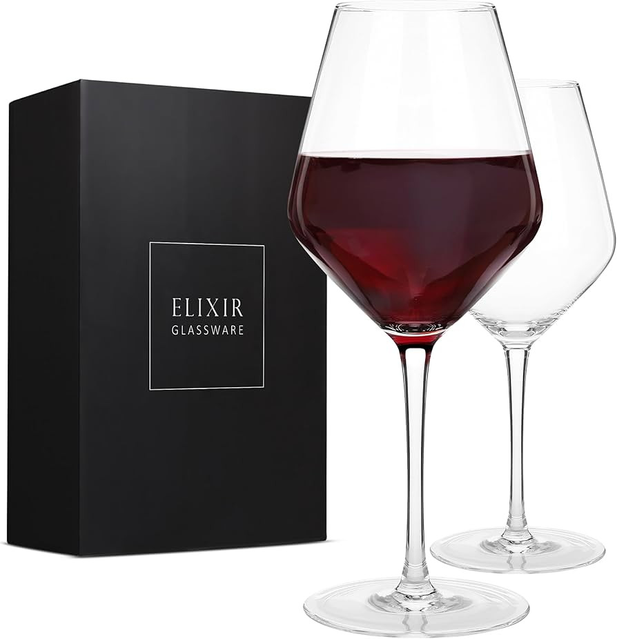 ELIXIR GLASSWARE Red Wine Glasses – Set of 2 Hand Blown Large Wine Glasses – Long Stem Wine G... | Amazon (US)