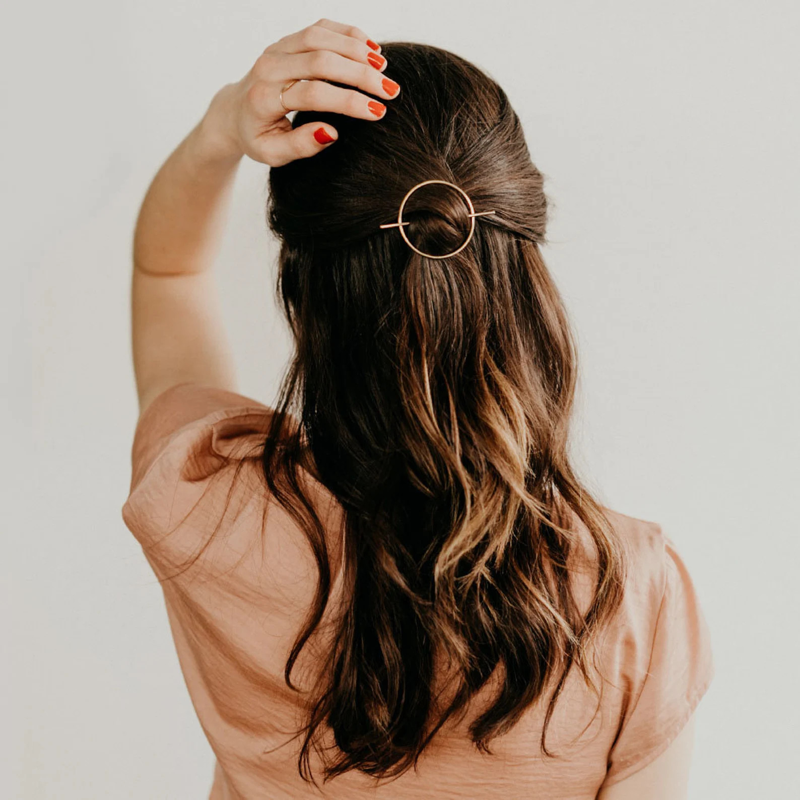 Minimal Brass Hair Pin, Round Hair Piece, Simple Hair Accessory, Medium Fine Hair Pin, Brass Hair... | Etsy (US)