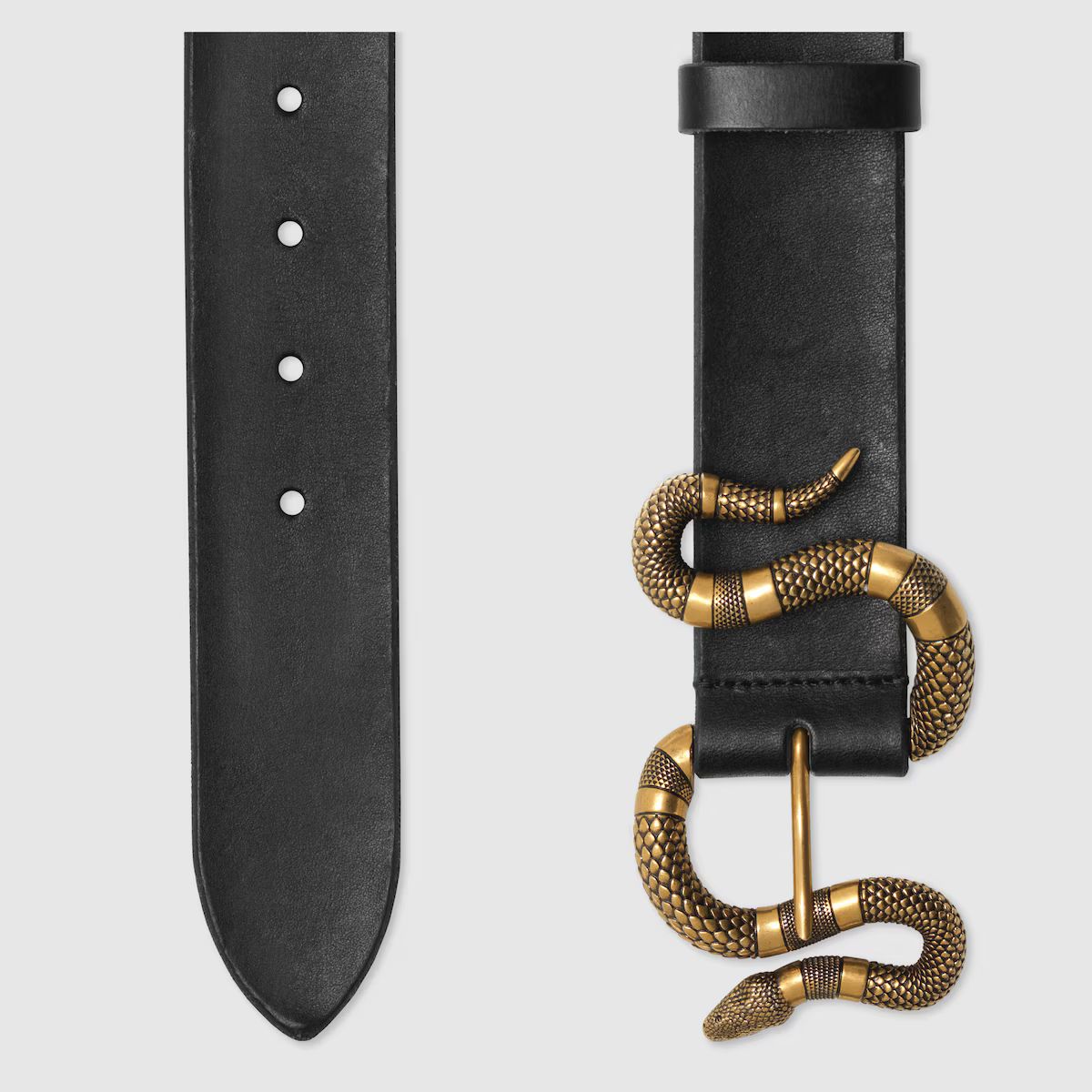 Leather belt with snake buckle | Gucci (US)