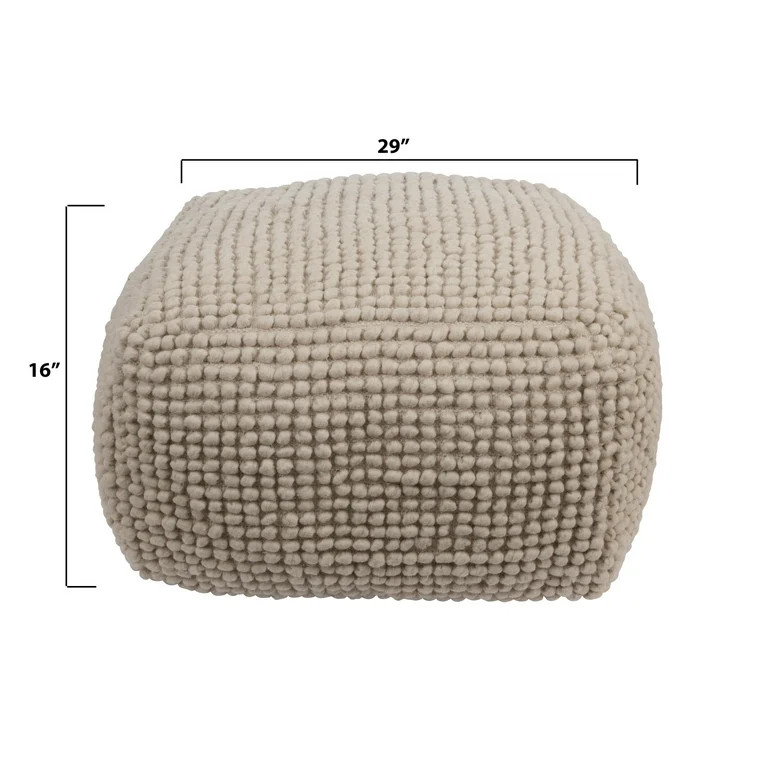Creative Co-Op New Zealand Wool and Cotton Pouf, Natural | Walmart (US)
