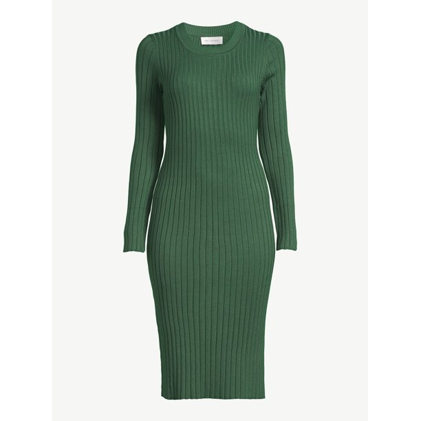Free Assembly Women's Pleated Sweater Midi Dress - Walmart.com | Walmart (US)