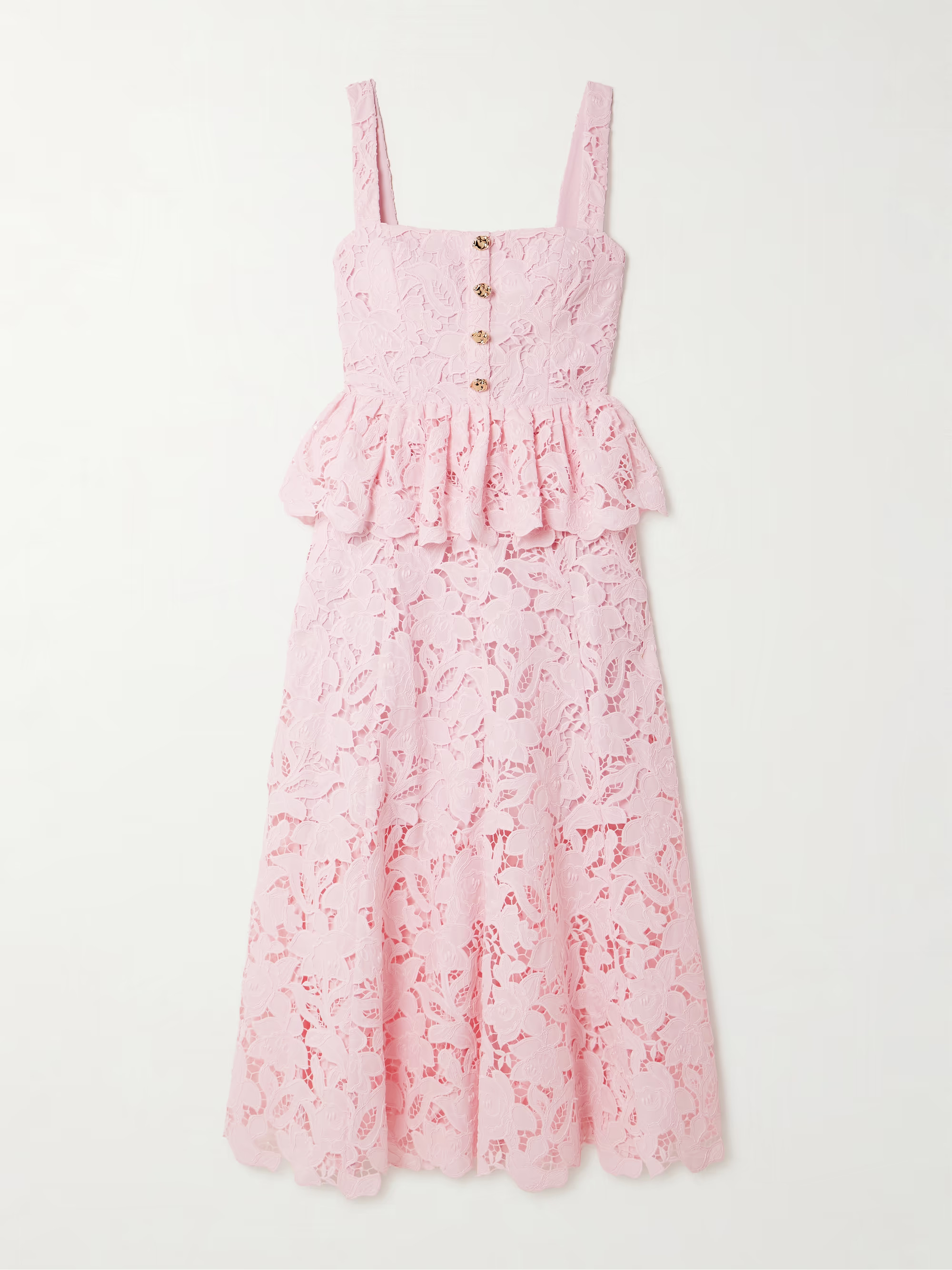 Guipure lace peplum midi dress | NET-A-PORTER (UK & EU)