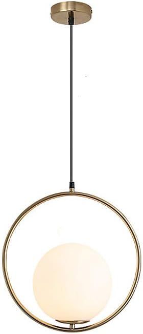 BOKT Mid Century Modern 1-Light Chandeliers Lighting, Golden with White Frosted Glass Globe Lamps... | Amazon (US)