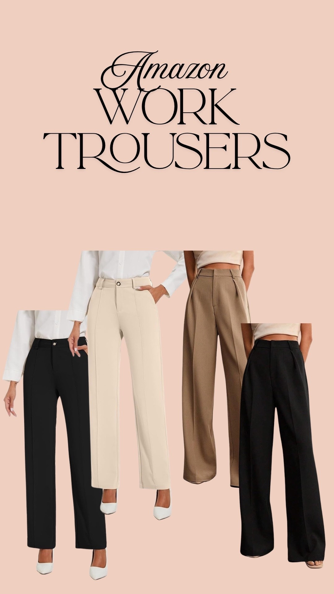 The best Amazon work trousers for fall! The material is great quality and feels expensive! True to size! 

Perfect with a closed toe heel or boots! Linked a few of my most recent work top purchases for fall as well as my new fall booties  

Size : 6 

#LTKWorkwear #LTKSaleAlert #LTKStyleTip
