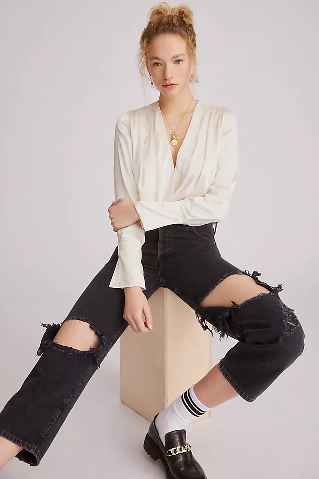 Favorite Daughter Draped Surplice Bodysuit | Anthropologie (US)