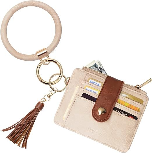 COOLANS Wristlet Bracelet Keychain Pocket Credit Card Holder Purse,Tassel Keychain Silicone Beade... | Amazon (US)