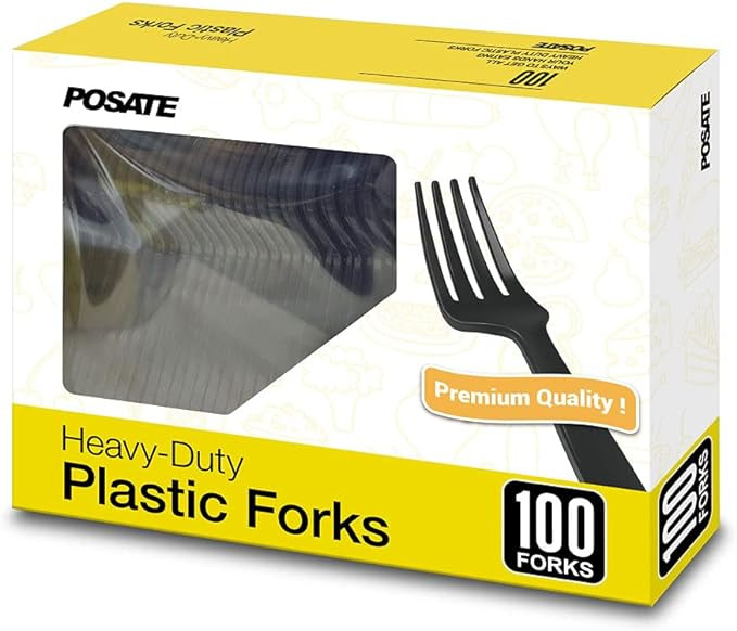 Disposable Forks, Plastic Forks, Pack of 100, Black, Disposable Utensils for Party Supply | Amazon (US)