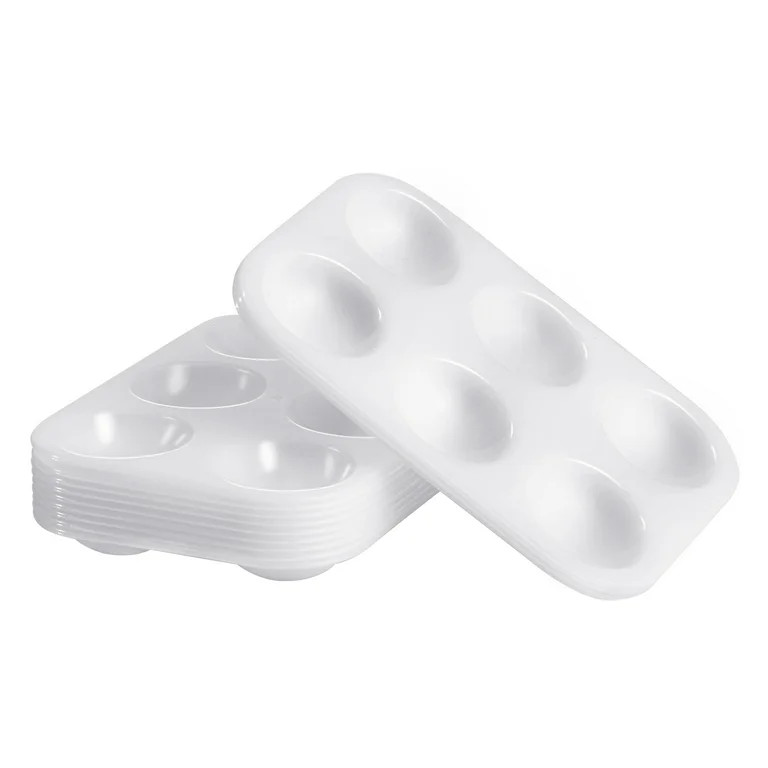 Etereauty 12pcs White Plastic Paint Palettes 6 Compartments Rectangular Watercolor Painting Tray ... | Walmart (US)