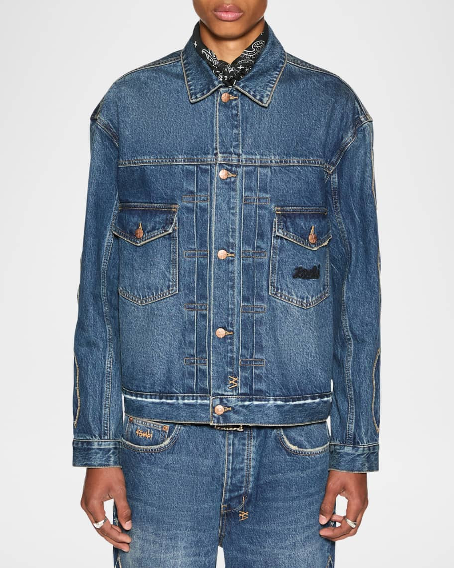 Ksubi Men's Oh G Roped Double Down Denim Jacket | Neiman Marcus