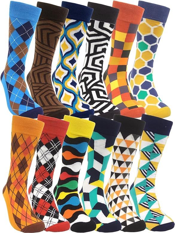 HSELL Mens Funny Pattern Dress Socks Crazy Design Cotton Socks Novelty Gifts for Men | Amazon (US)