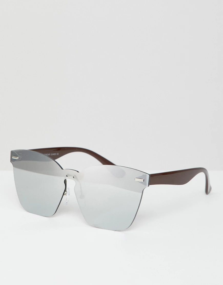 7x Angled Sunglasses With Brown Frame-Silver | ASOS (Global)