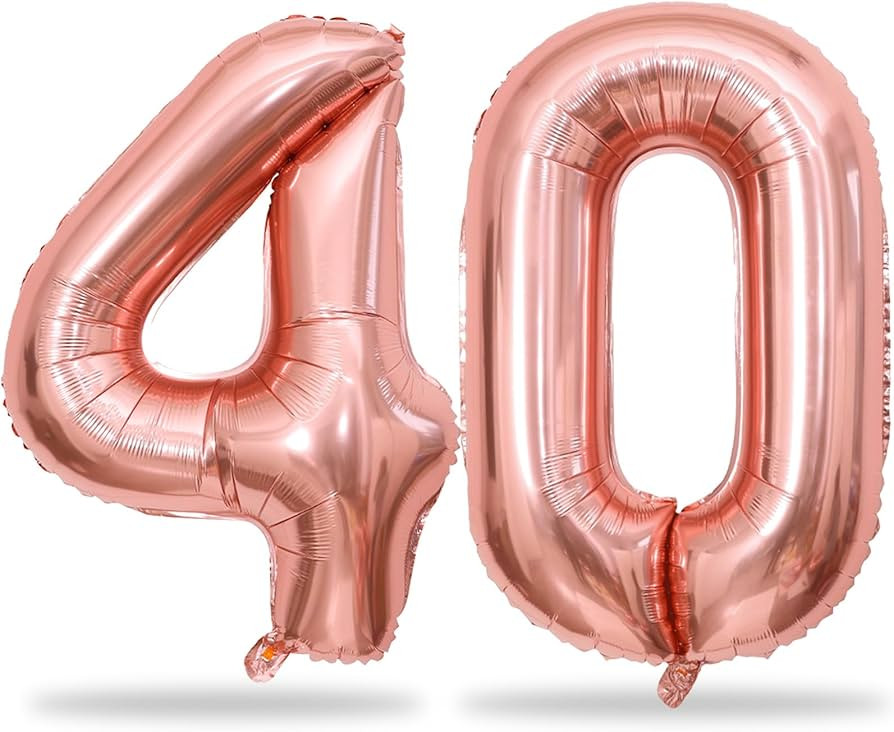 Rose Gold Number 40 Birthday Balloons, 40 Inch Large Rose Gold Mylar Foil Number 4 and 0 Balloons... | Amazon (US)