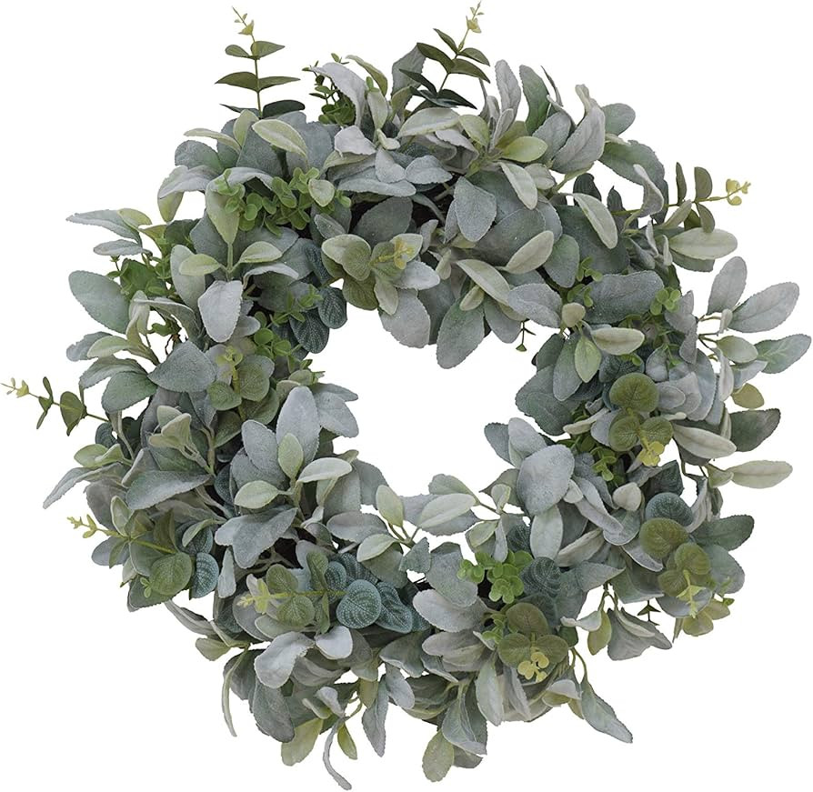 Puleo International 22" Artificial Flocked Lambs Ear Wreath | Amazon (US)