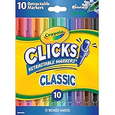 Amazon.com: Crayola Clicks Retractable Tip Markers (10ct), Washable Cone Tip Art Marker Set, Scho... | Amazon (US)