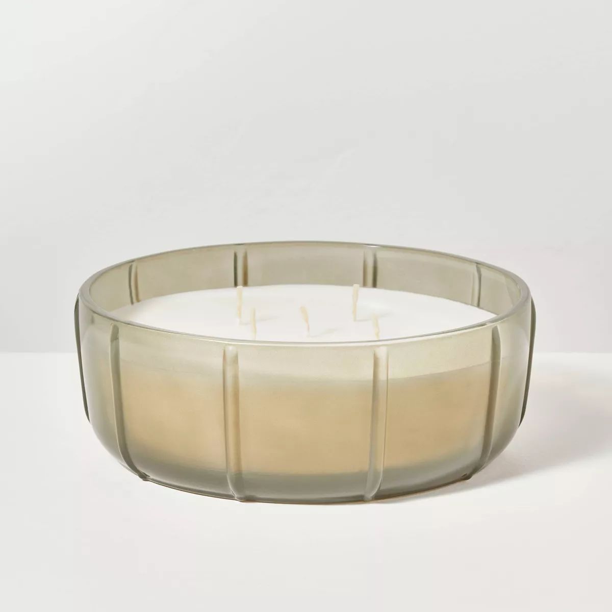 Tinted Glass Grapefruit & Herbs Ribbed Jar Candle Light Green - Hearth & Hand™ with Magnolia | Target
