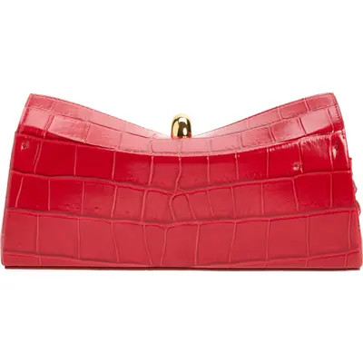 Jacquemus The Valérie Croc Embossed Leather Clutch in Red 470 at Nordstrom | Nordstrom
