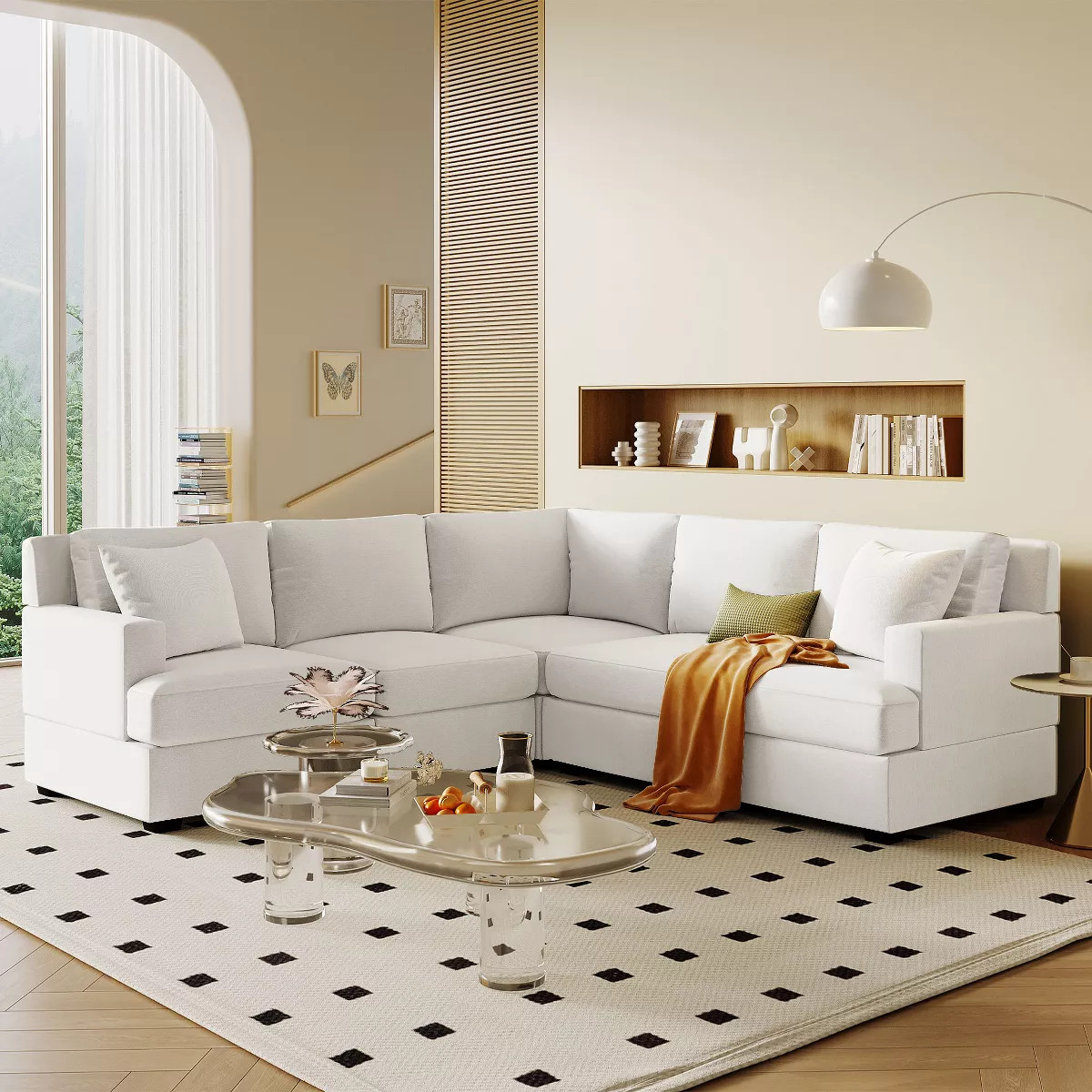 Sectional Modular Sofa with 2 Tossing Cushions and Solid Frame for Living Room - ModernLuxe | Target