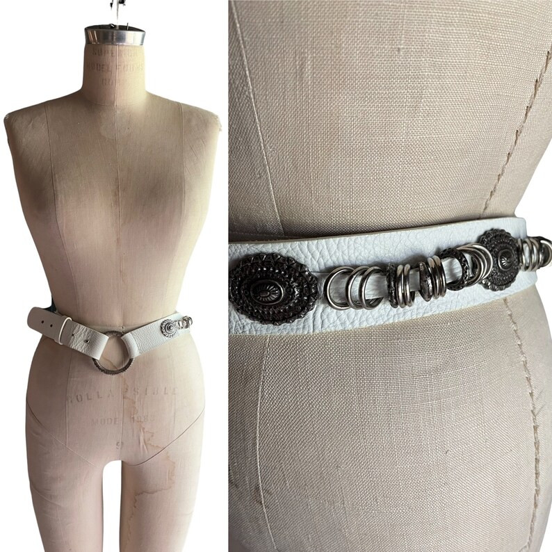 Vintage 1980s White Leather Conch Belt - Etsy | Etsy (US)
