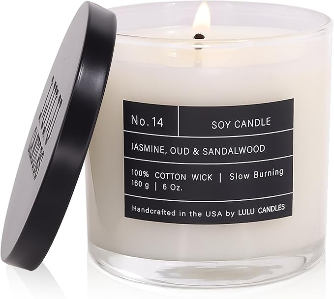 Lulu Candles | Jasmine, Oud & Sandalwood | Luxury Scented Soy Jar Candle | Hand Poured in The USA... | Amazon (US)