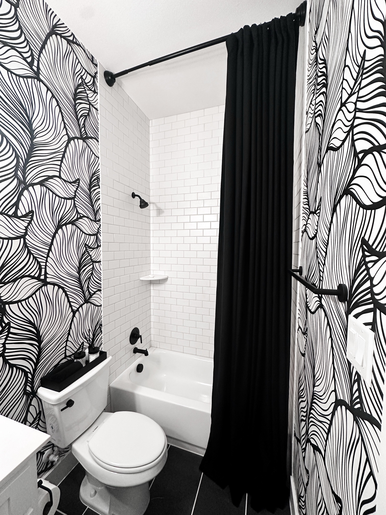 Ditch the boring traditional shower curtains and use regular curtains with a shower liner! Be sure to install floor to ceiling length curtains to make your space feel tall and grand. #showerdesign #showercurtainideas #curtains #bathroom #homedesign #homedecor

#LTKHome #LTKStyleTip