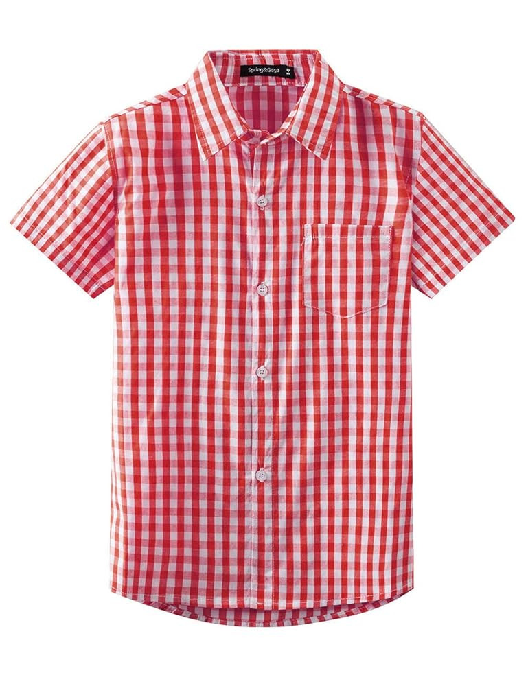 Spring&Gege Boys' Short Sleeve Dress Shirts Formal Uniform Woven Solid | Amazon (US)
