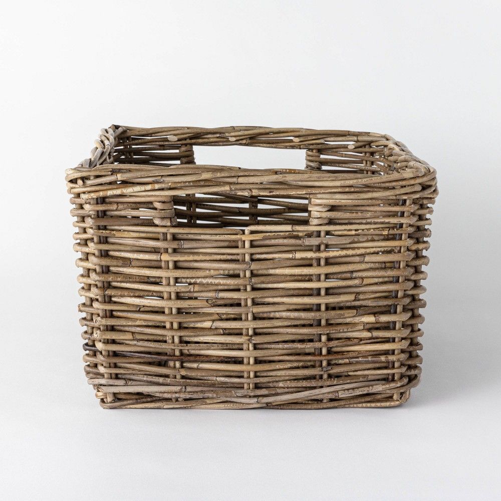 Decorative Rectangle Kooboo Rattan Basket 18"" x 12.2"" Gray - Threshold designed with Studio McGee | Target
