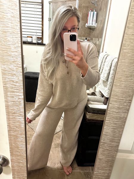 This is not the Free People Waffle Knit Lounge Set, but it looks just like it!! I love how cozy it is and it’s less than half the price! 

#LTKfindsunder50 #LTKhome