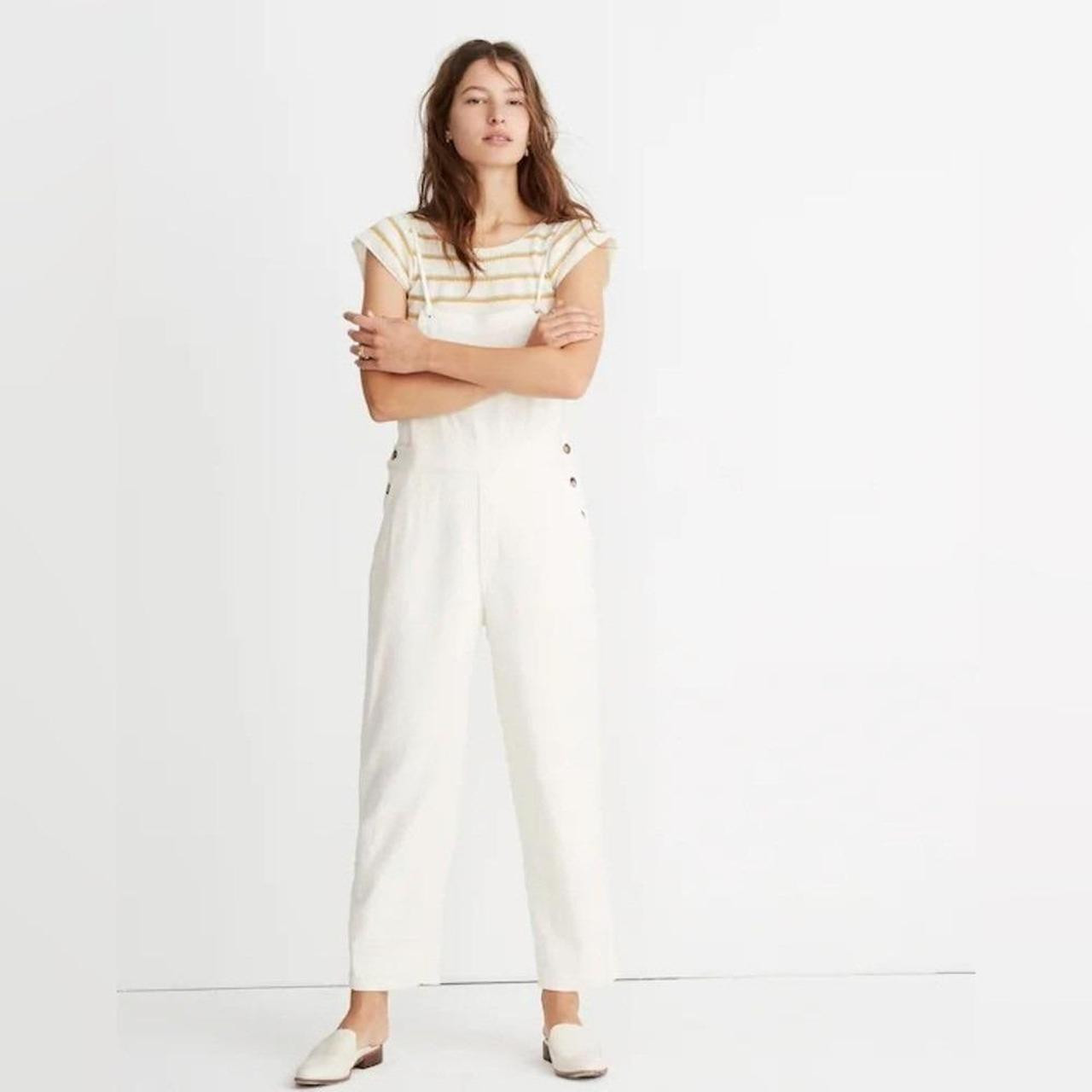 Madewell Women's Overalls - White - M | Depop US