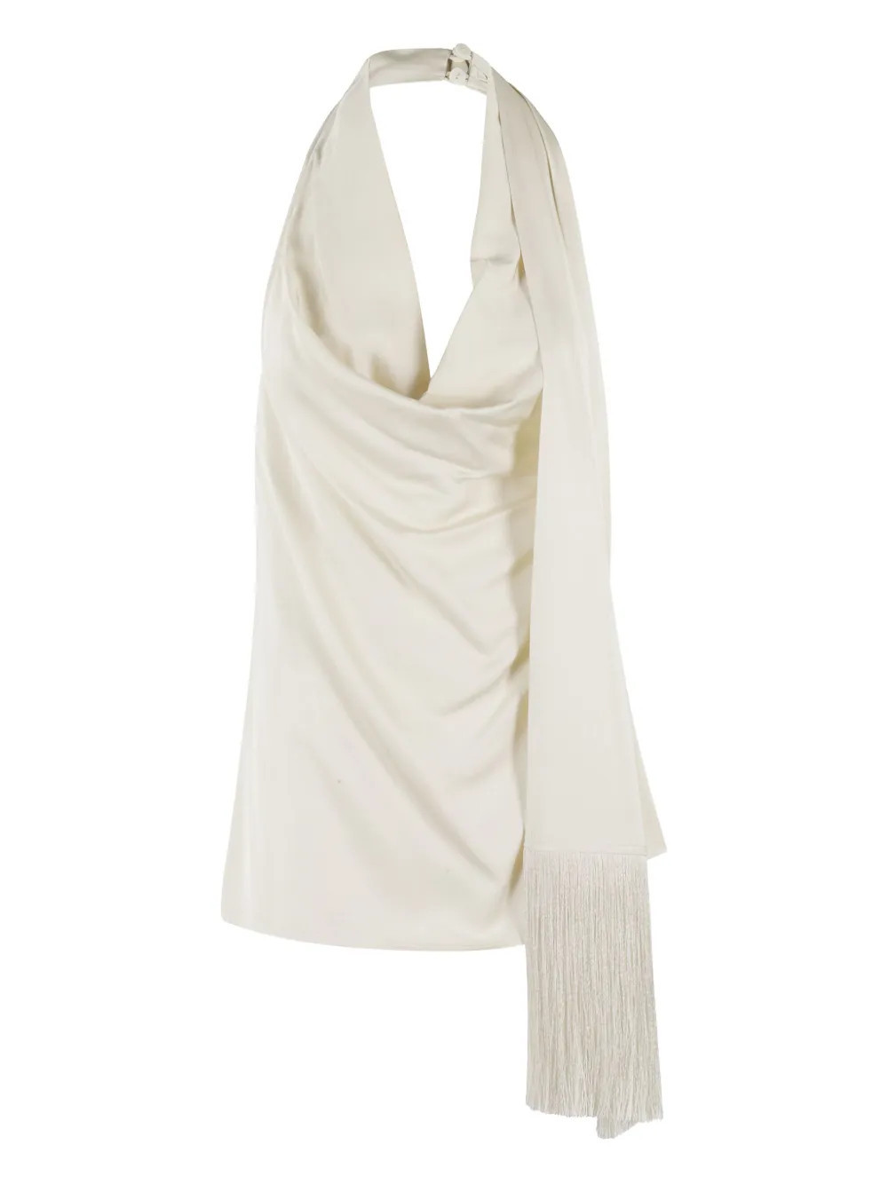 Isabelle Blanche draped fringe-detail top - Neutrals | Farfetch Global