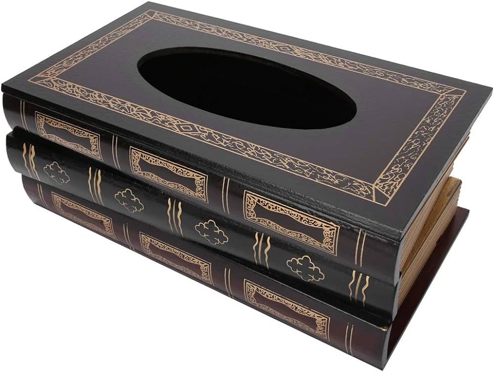 MOUMOUTEN Book Tissue Box, Elegant Wooden Antique Book Tissue Holder, Large Capacity Book Napkin ... | Amazon (US)