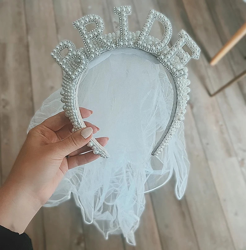 Bride Crown/ Bride Headband With Veil/ Bride to Be Crown/ - Etsy Canada | Etsy (CAD)