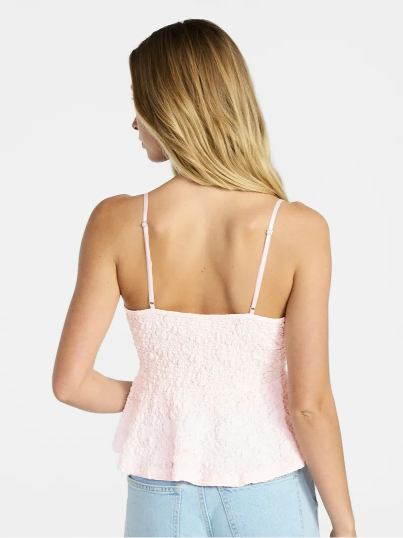 No Boundaries Peplum Lace Cami Top, Women’s XXS-XXL | Walmart (US)