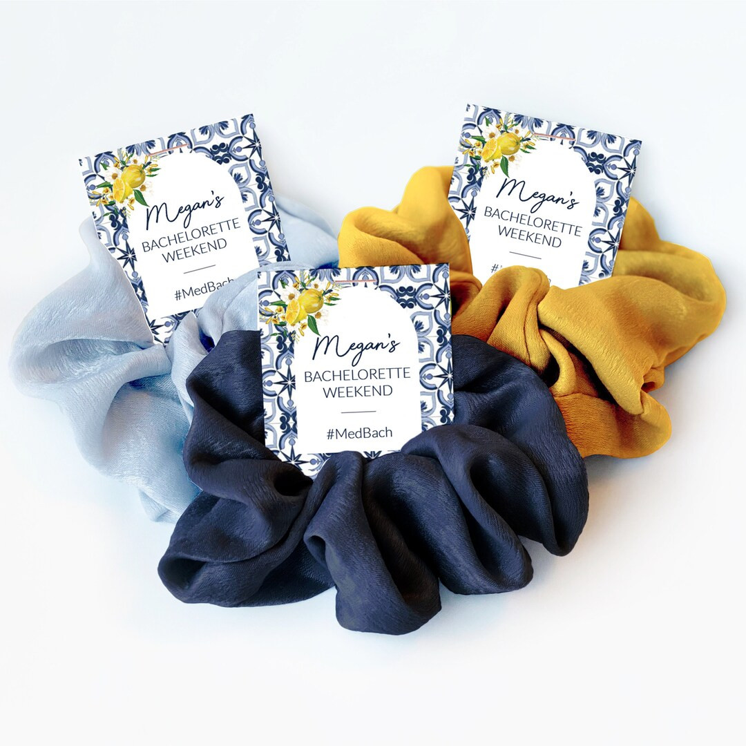 Mediterranean Bachelorette Favors, Hair Scrunchie, Positano Blue Tile Theme, Amalfi Amalficore, L... | Etsy (US)