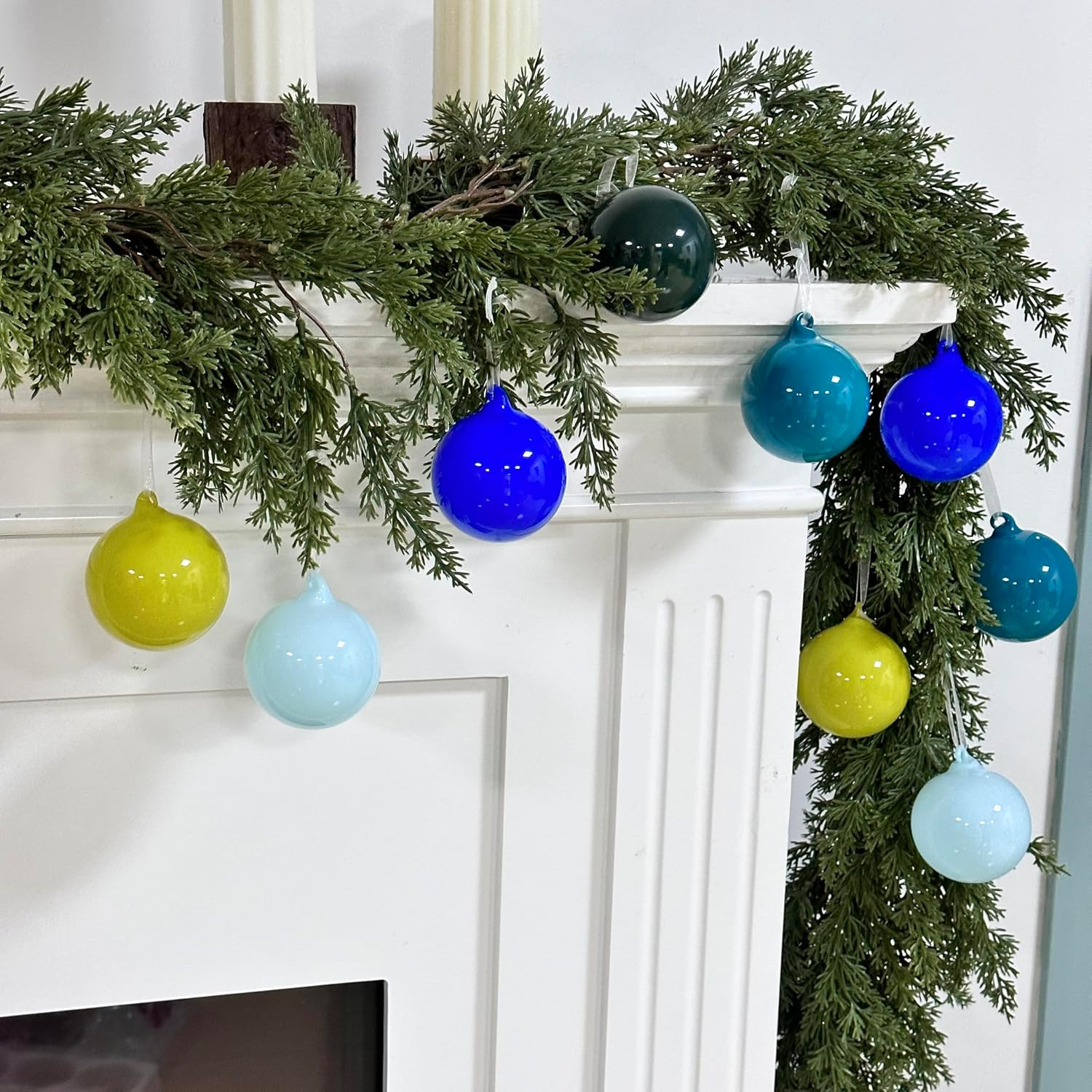 FoldTier 9pcs 3" Colorful Glass Ball Christmas Tree Ornament, Cool Color | Amazon (US)
